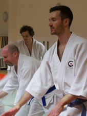 Aikido students in class